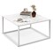 Modern Glass Square Coffee Table with Metal Frame for Living Room - 27.5" x 27.5" x 16" (L x W x H)